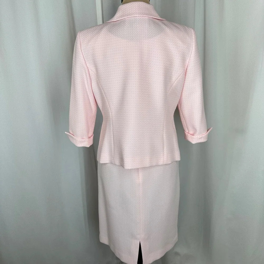 Jessica Howard Petite Pink 2 Piece Dress Jacket Set Size 6P Career Church READ